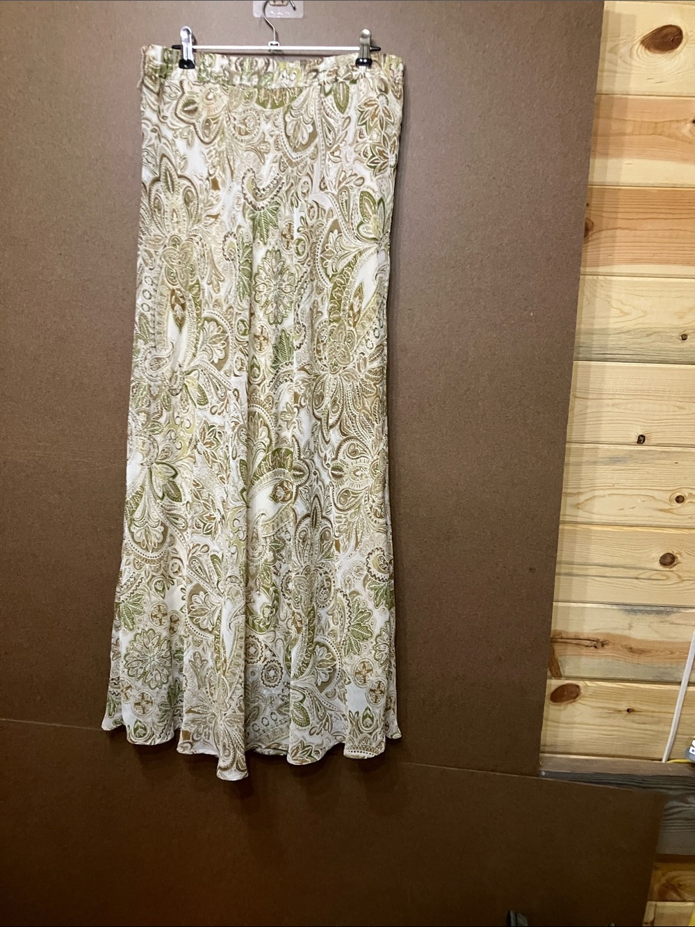 Paisley Maxi Skirt in Olive and Cream - Picture 7 of 10